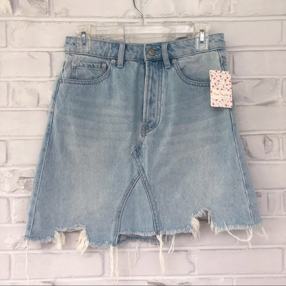 Free People Dresses & Skirts - Free People Distressed Asymmetrical Denim Skirt 25